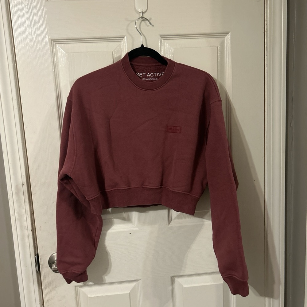 Set Active burgundy cropped cotton sweatshirt
